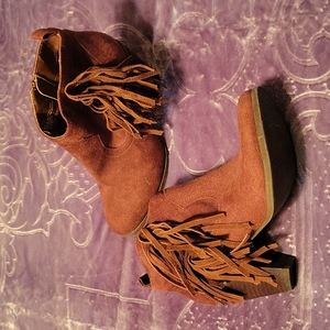 Madden Girl brown fringe booties